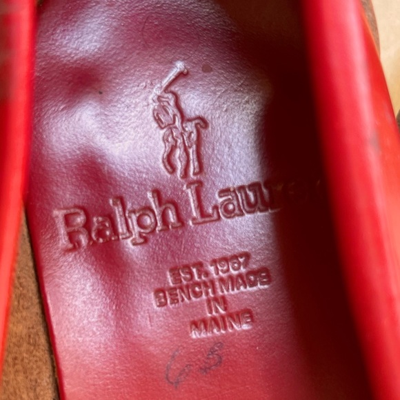 RALPH LAUREN Vtg 80’s Red Leather Loafers Sz 6B Mint RARE Handmade in Maine USA! - Picture 2 of 12